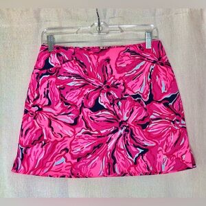 Lilly Pulitzer Marigold Flirty Mini Skort Pink Blue Floral Wrap Sz 0 Style 19990